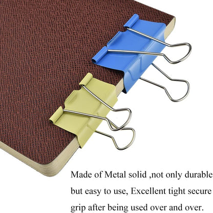 HAHIYO Binder Clips Paper Clamps Spring Steel Sturdy Large 1.57 inches Width 0.51 Inch Capacity No Sharp Edges Heavy Duty Tight Grip Reusable Color Metal Bright Finish for Home Office School 30 Pack