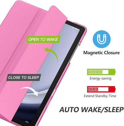 MoKo Case for Galaxy Tab A9+/A9 Plus 11 inch 2023, Slim Stand Protective Smart Cover with Hard PC Translucent Back Shell for Tab A9 Plus Tablet (SM-X210/X216/X218), Auto Wake/Sleep, Peony