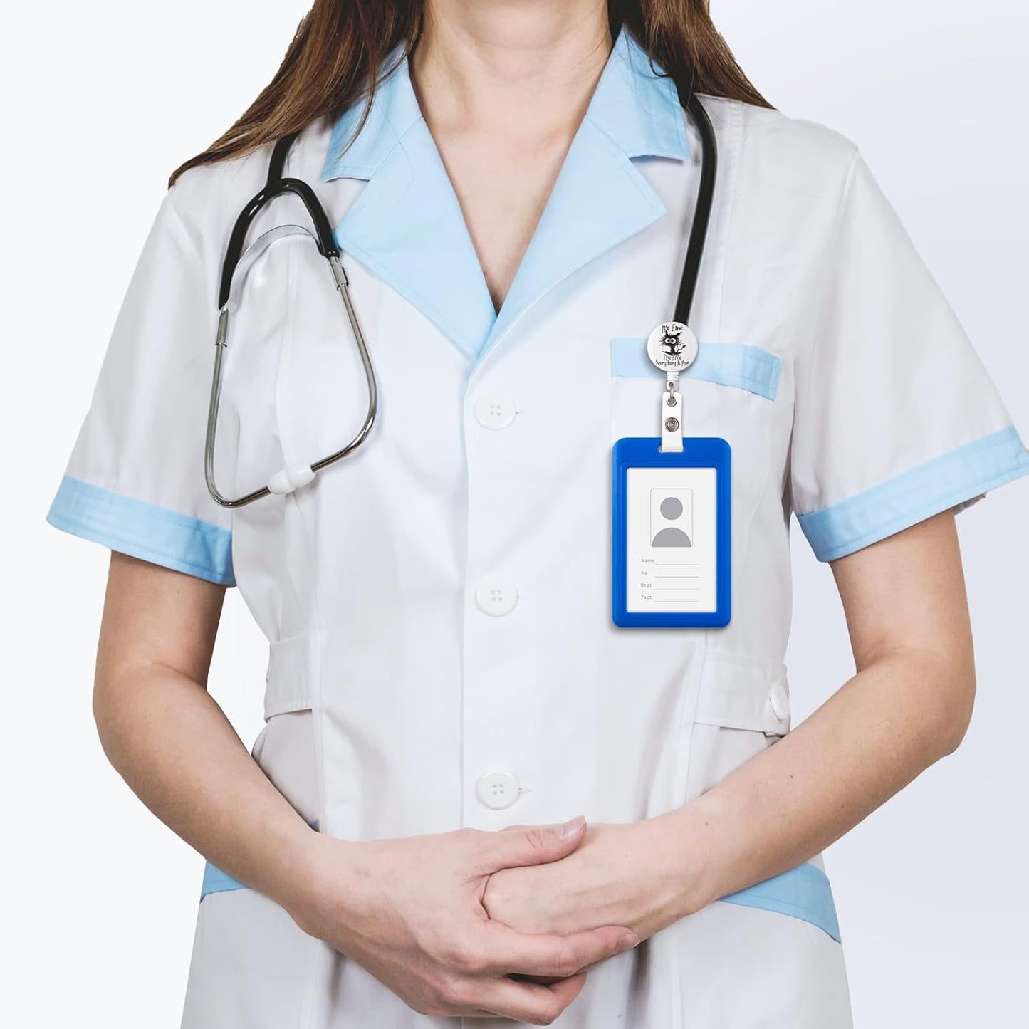 Nurse Badge Reel, Funny ID Badge Clip, Cute Badge Holder, This is Fine Cat Badge Reels Retractable, Office Lanyard Accessories, Nursing Student Gifts