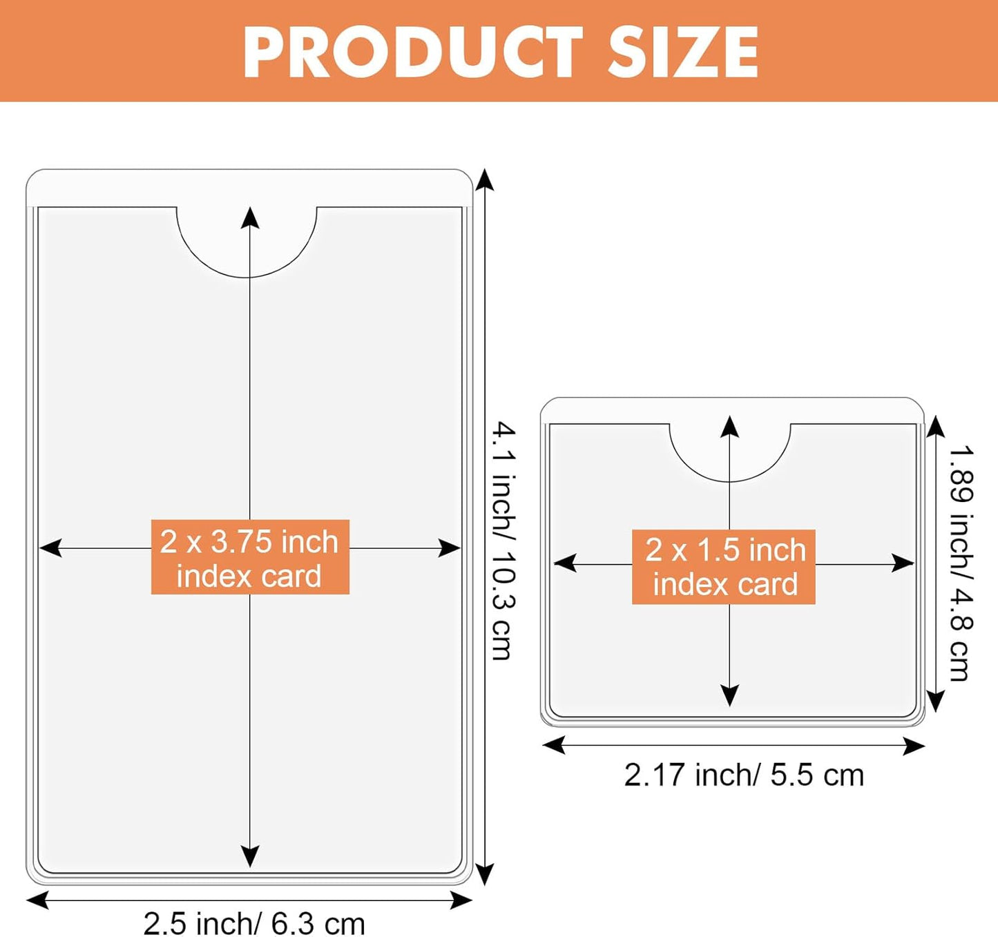 Outus 100 Pcs Clear Self Adhesive Pockets - Bin Labels for Storage Bins, Pocket Label Sleeves, Plastic Index Card Holder with Top Open for Organizing Bins Box Drawer(2 x 3.75, 2 x 1.5 Inch)