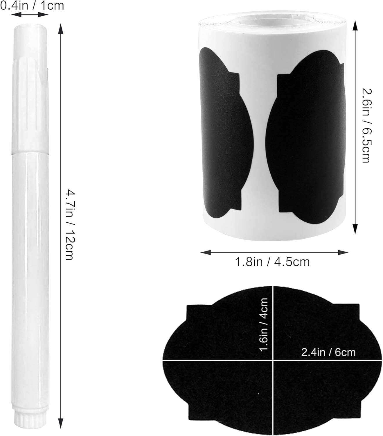 Chalkboard Labels, 120 Pcs Black Reusable Waterproof Labels Stickers with 2 White Chalk Markers, Kitchen Pantry Sticker Labels for Containers, Mason Jars, Condiments, Food Storage (Turtle Shap