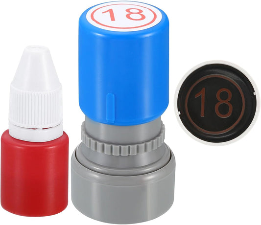 PATIKIL Number Stamps Self Inking, Numeral 18 Number Stamp Teacher Stamp Initial Stamp Ink Stamp for Class Notebook Scrapbooking DIY Craft Style 2, Red Ink