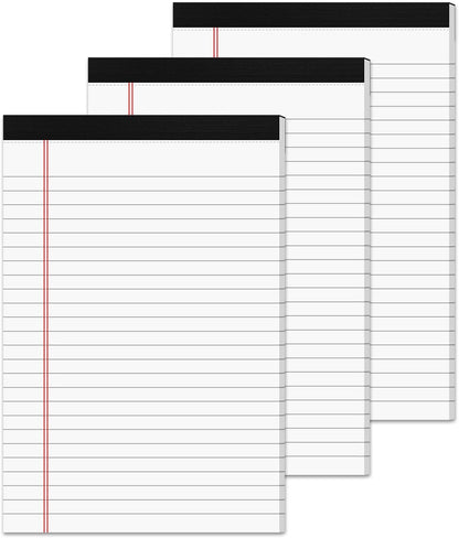 3 Pack Small Legal Pads 5x8 White Notepads Paper Tablets 5x8 Legal Pad 80 GSM Lined Note Pads of Paper 5x8 College Ruled Writing Pads 30 Sheets/Pad, 25 Lines Note Pads for School, Office