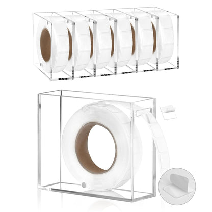 315 PC Double Sided Sticky Nano Dots 0.5" Precut Thin Nano Tape with Acrylic Dispenser Box Clear Adhesive Glue Dots Double Sided Sticky Putty for Poster Wall Hanging Crafts Removable(Tape+Box)