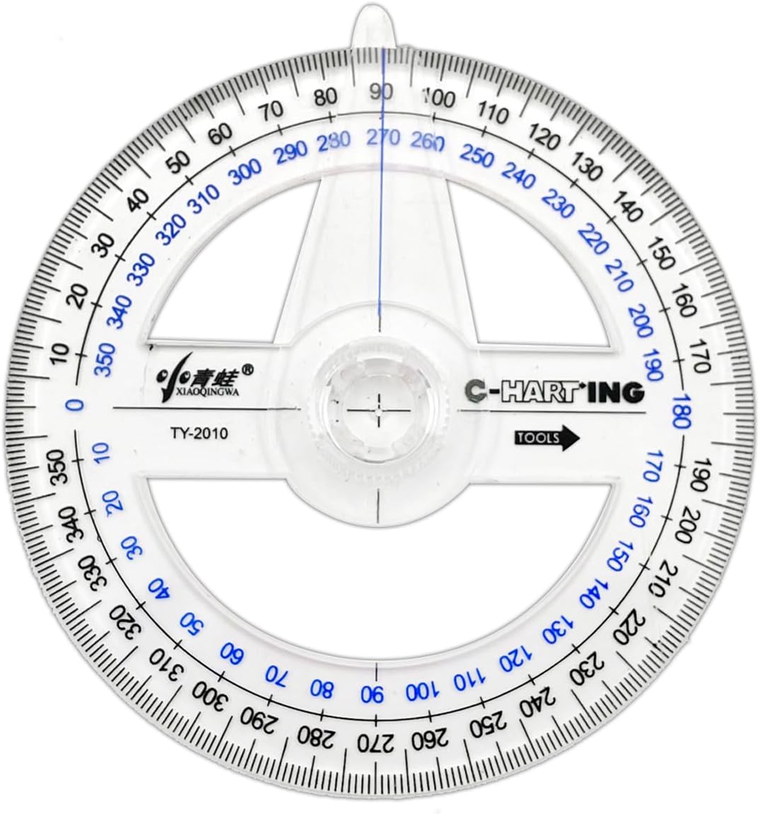 360° Protractor Set (20-Pack) – Clear Plastic Math Protractors for Geometry, Drafting & Angle Measurement – 4-Inch Swing Arm Protractor Ruler for Students, Engineers & Artists
