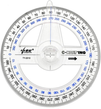 360° Protractor Set (20-Pack) – Clear Plastic Math Protractors for Geometry, Drafting & Angle Measurement – 4-Inch Swing Arm Protractor Ruler for Students, Engineers & Artists