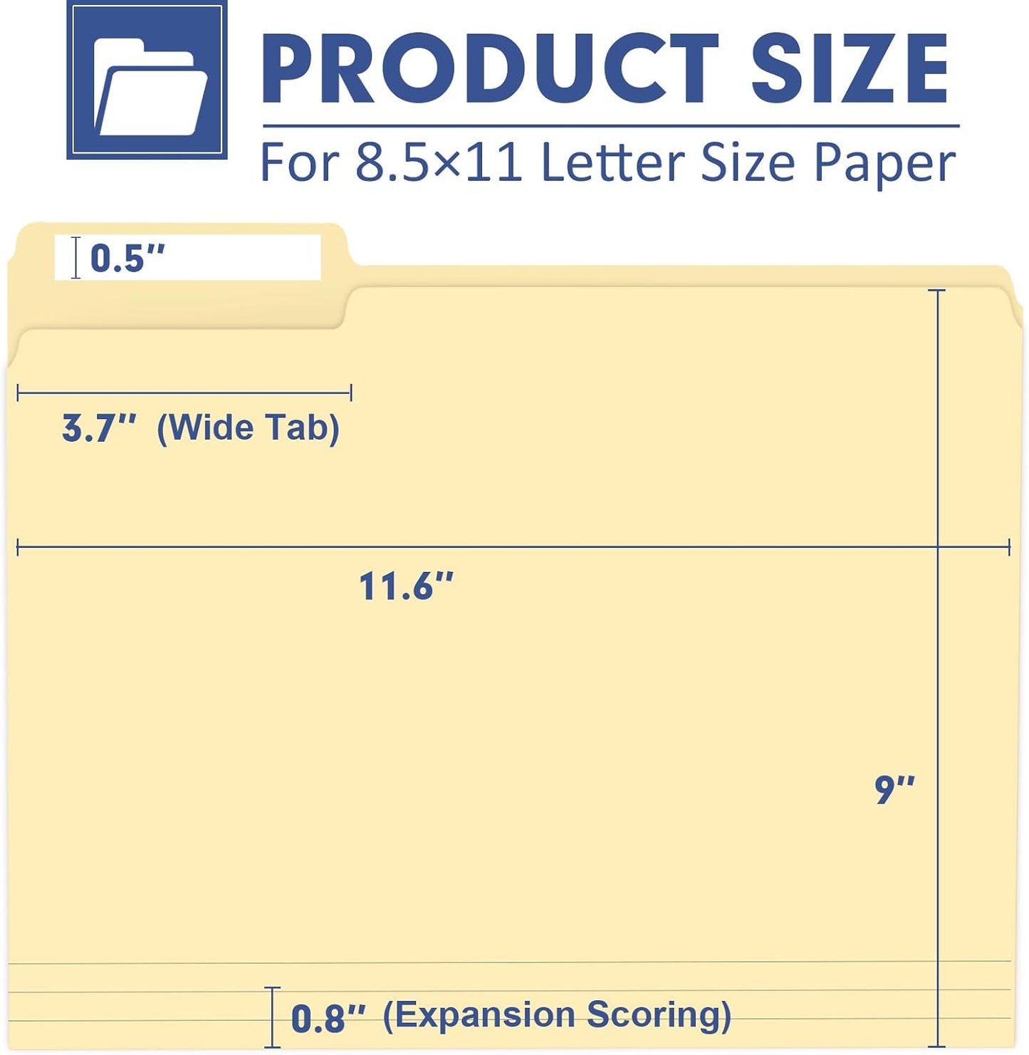 File Folder, PANDRI 120 Pack File Folder, 1/3 Cut Tab, Letter Size, Filing Folder for Office School Business, Manila