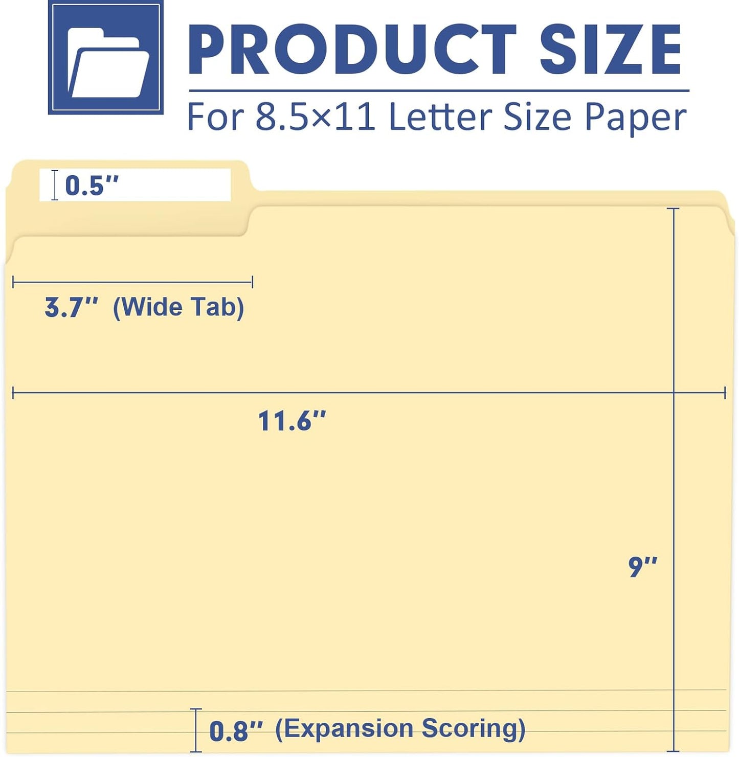 File Folder, PANDRI 270 Pack File Folder, 1/3 Cut Tab, Letter Size, Filing Folder for Office School Business, Manila