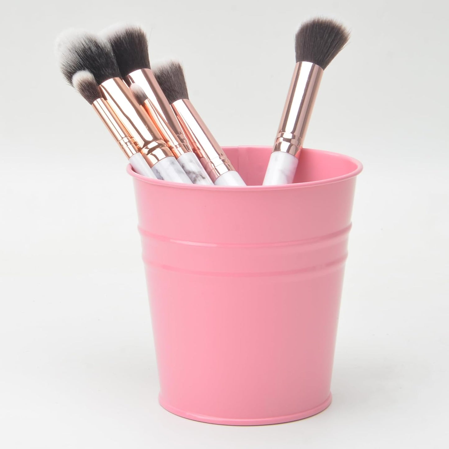 Pen Holder Cup For Desk Pencil Holder Metal Marker Pen Organizer Storage Small Tinplate Flower Pot Succulent Bucket Planters for Office Home - 2 Pack (White)