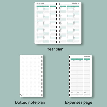 POPRUN Pocket Planner 2025-2026 (Slim Size 3.5'' x 6.5'') Academic Purse Calendar (July 2025 - June 2026) with Hourly Time Slots, 100GSM Thick Paper, Spiral Soft Cover - Green