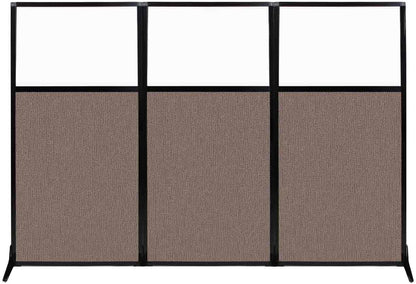 Versare Workstation Partition | Portable Wall Divider | Modern Office Cubicle | Free Standing Privacy Screen | Flexible Work Space | 99" x 70" W/Window, Latte Fabric Panels