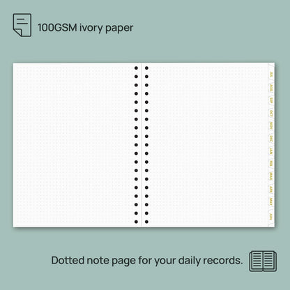 POPRUN Monthly Planner 2025-2026 Spiral Hardcover (8'' x 10''), 18 Months Calendar (Jul.2025 - Dec.2026)- 2 Pages per Month with Dotted Note Pages, Sunday Start, Laminated Tab - Light Yellow