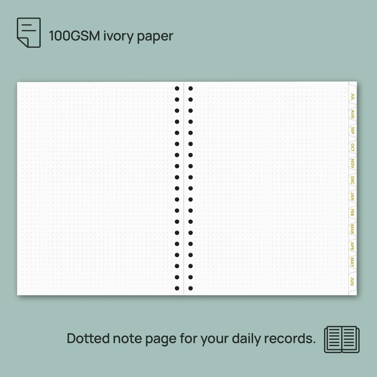 POPRUN Monthly Planner 2025-2026 Spiral Hardcover (8'' x 10''), 18 Months Calendar (Jul.2025 - Dec.2026)- 2 Pages per Month with Dotted Note Pages, Sunday Start, Laminated Tab - Orange