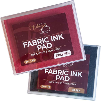 Madam Sew Permanent Fabric Ink Stamp Pad | Crisp, Washable Impressions on Cotton & Linen | Fade-Resistant Fabric Ink Pad for Fabric Crafts, Labels & Gifts | Works with All Rubber Stamps (Red)