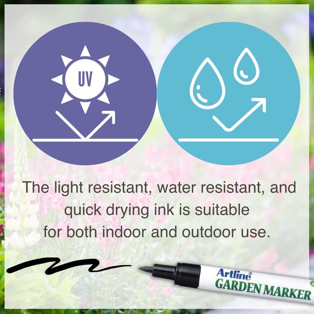 Shachihata Garden Marker, Waterproof, Permanent, .8mm Nib, Black