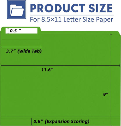 File Folder, PANDRI 270 Pack Colored File Folder, 1/3 Cut Tab, Letter Size, Assorted 12 Colors Filing Folder for Office School Business