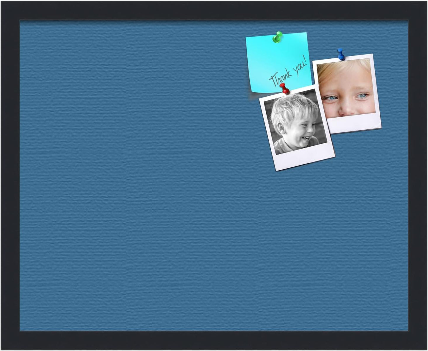 PinPix 20x16 Inch Cork Bulletin Board. This Decorative Framed Pin Board Comes with Navy Pastel Design and a Satin Black Frame. Ideal for Home Office Decor or Message Board (PinPix-1811)