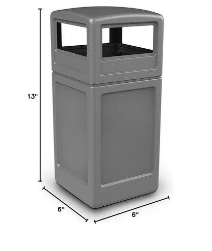 Commercial Zone-73290399 PolyTec 42 Gallon Square Waste Container with Dome Lid Color: Gray