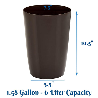 HOLDN’ STORAGE Small Trash Can - 1.58 Gallon Open Top Waste Bin, Compact Waste Can Perfect for Bathroom, Kitchen, Office, Dorm - Durable Garbage Can - Metallic Brown