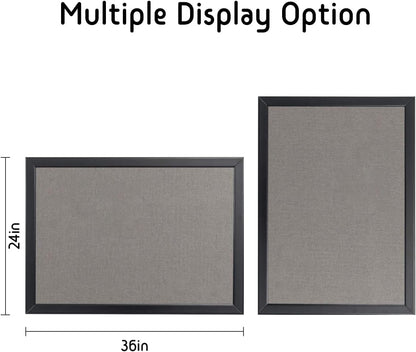 Gideal Cork Board Bulletin Board, 24 x 36 Inch Cork Boards for Walls, Large Cork Board for Office, School & Home with Imported Solid Wood Frame and Grey Canvas, Wall Mounted Notice Boards, 2 Pack