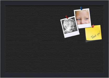 PinPix 19x13 Inch Cork Bulletin Board. This Decorative Framed Pin Board Comes with Solid Black Design and a Satin Black Frame. Ideal for Home Office Decor or Message Board (PinPix-622)
