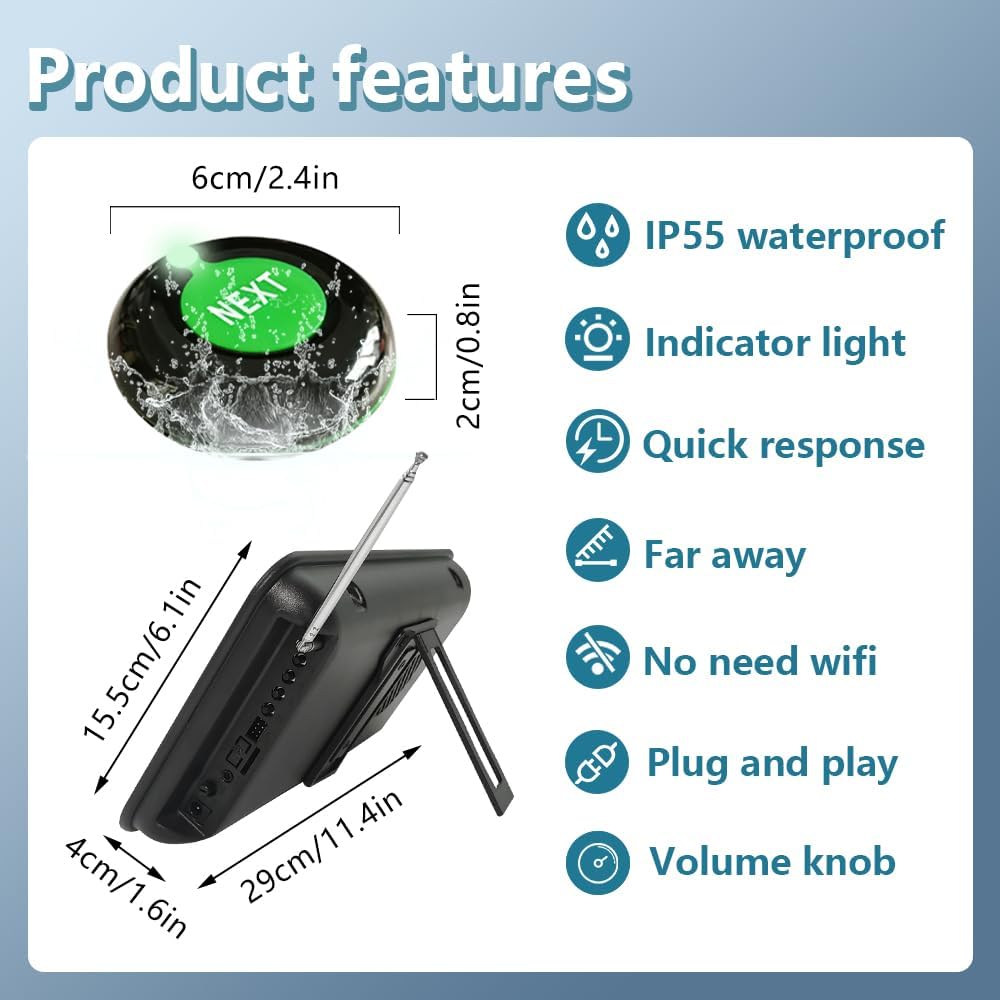 Take a Number System Queue Wireless Calling System with 1 Take a Number Display 2 Next Call Button 1 Ticket Dispenser 3-Digit Ticket Roll