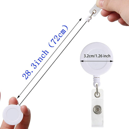 JANYUN 50 Pcs Retractable Badge Reel Clips Holder for Hanging ID Card Key Chain (White)
