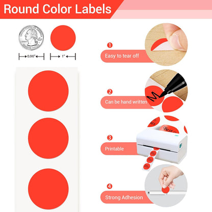 1 Inch Circle Dot Stickers 4000PCS Color Coding Thermal Labels Dots Writable Printable Small Round Stickers for Office, Classroom, Inventory, Garage, Organizing Storage, 4 Colors Mixed Color