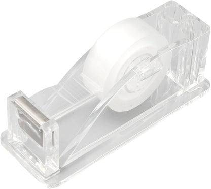 QILIMA Transparent Acrylic Tape Dispenser, Clear Tapes and Refillable Dispensers, Desktop Tape Dispenser Acrylic for Home,Tape Cutter Holder Fits Standard Tape Rolls, Office and School