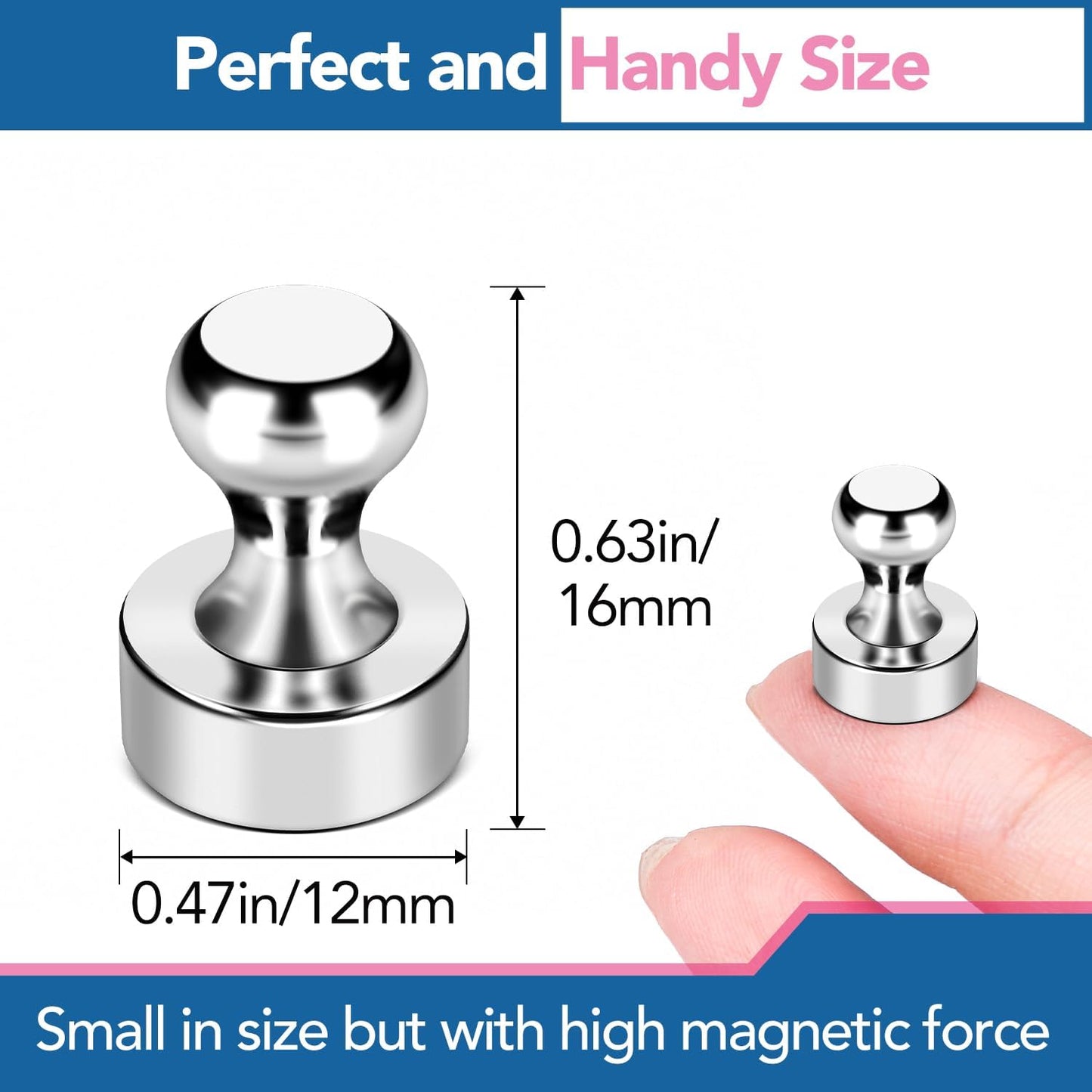 LOVIMAG Strong Magnets for Whiteboard, 56 Pcs Fridge Magnets Refrigerator Magnet, Small Neodymium Magnet for Fridge, Push Pins Ideal for Kitchen, Office, Map Decorative