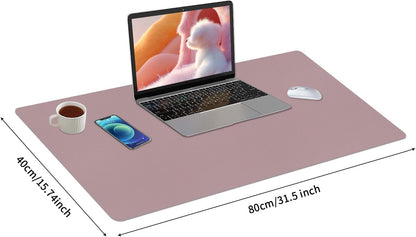 Bloss Pink Desk Mat, Large Mouse Pad, Non-Slip Desk Protector Mat, Leather Desk Blotter, Waterproof Desk Pad for Make Up Desk/31.5×15.7 Inch