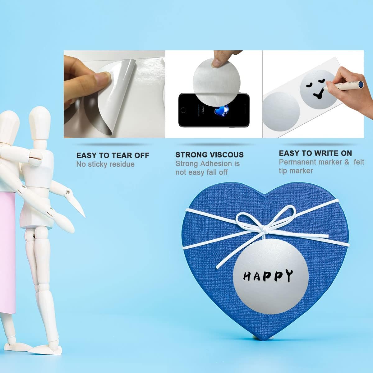 PARLAIM 3 X 3 inch Color Code Dot Stickers, 500pcs 3" Silver Round Color Coding Circle Labels per Roll in Dispenser Box for Inventory Storage Moving Box