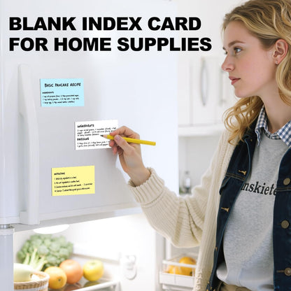 600 PCS 3x5 Index Cards Blank Study Flashcards 3 x 5 Colored Index Cards Bulk, Colorful Study Cards Blank Flash Cards Blank 3 by 5 Index Card Cue Notecards Receipt Note Card for School Office Home