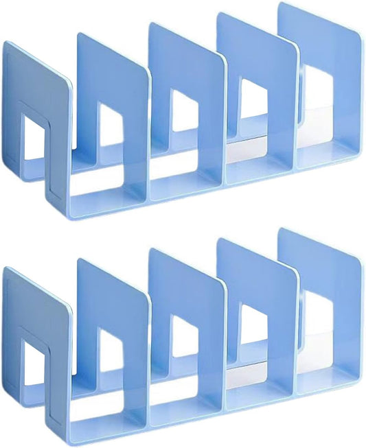 2PCS Acrylic File Organizer for Desk, Desktop Document/Mail Organizer, 4 Compartments Plastics Invisible Bookshelf Floating (12.5" x 5.7" x 5", SkyBlue)