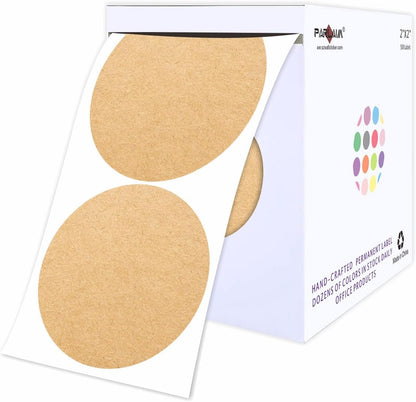 PARLAIM 2 inch Round Circle Dot Sticker on a Roll, 500pcs Kraft Paper Permanent Adhesive Label for Office School Business