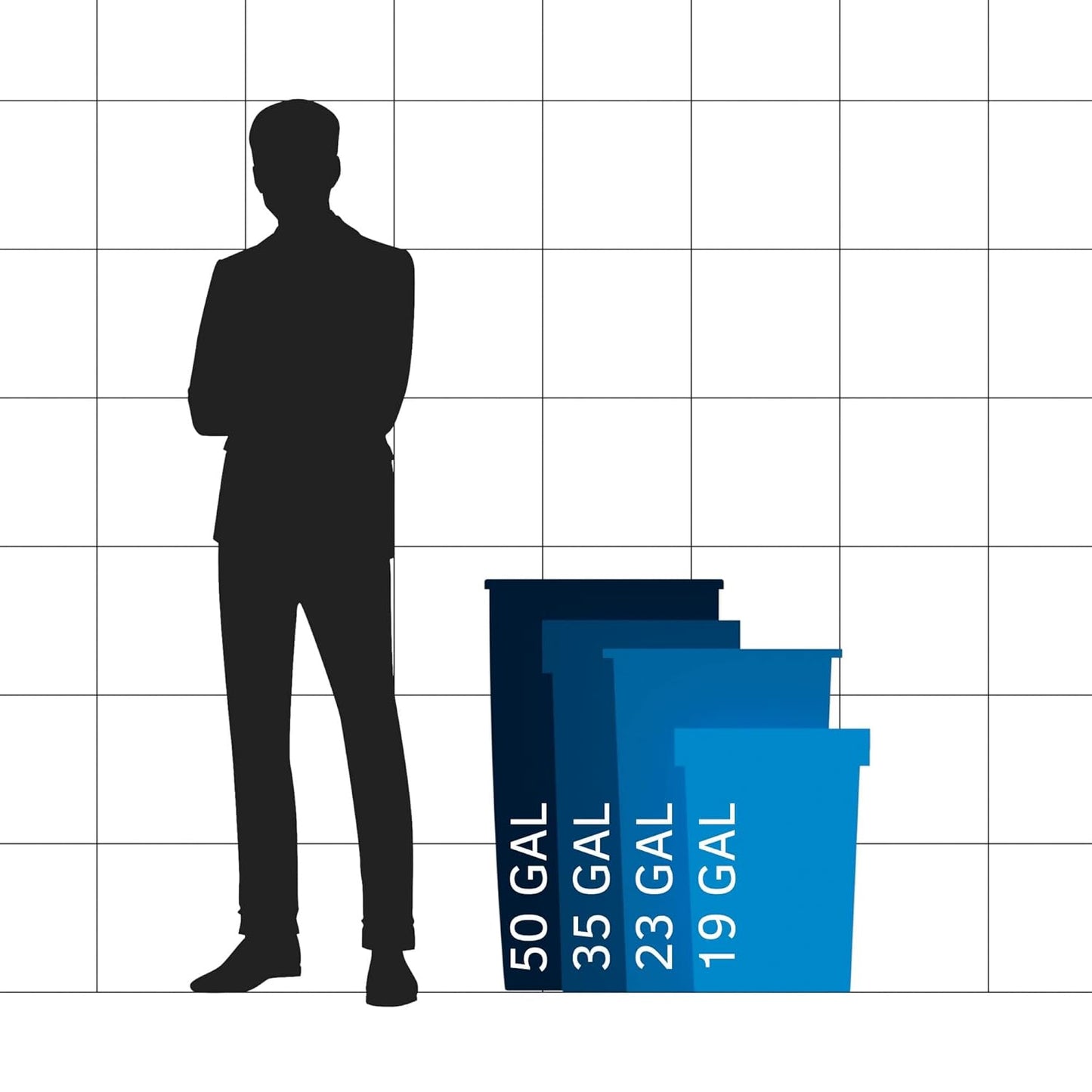 50 Gallon Black Square Commercial Trash Can