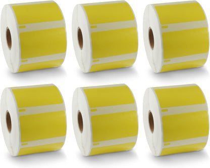 BETCKEY - Compatible DYMO 30334 (2-1/4" x 1-1/4") Medium Multipurpose Barcode/FNSKU Labels - Compatible with Rollo, DYMO Labelwriter 450, 4XL & Zebra Desktop Printers[6 Rolls, 6000 Labels, Yellow]