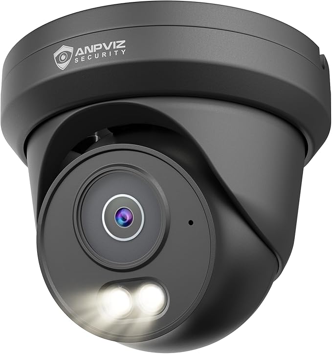 Anpviz 6MP PoE IP Camera Black, 3K Full Metal Turret Security IP Camera Outdoor Indoor, Smart Dual Light Color Night Vision, AI Human Vehicle Detection, Built-in Mic, 2.8mm Lens, IP66 Waterproof, NDAA