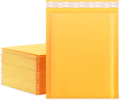 packbabol Kraft Bubble Mailers 8.5x11 Inch 50 Pcs,Small Self-Sealing Mail Shipping Bags,Yellow Padded Envelopes #2