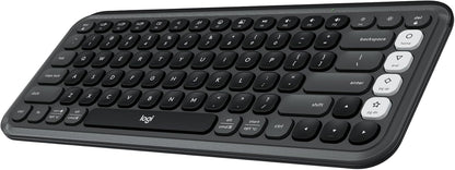 Logitech POP ICON Keys Wireless Bluetooth Keyboard, Comfortable Typing, Programmable Keys, Easy-Switch Between up to 3 Devices, for Laptop, Tablet, PC – Graphite and White