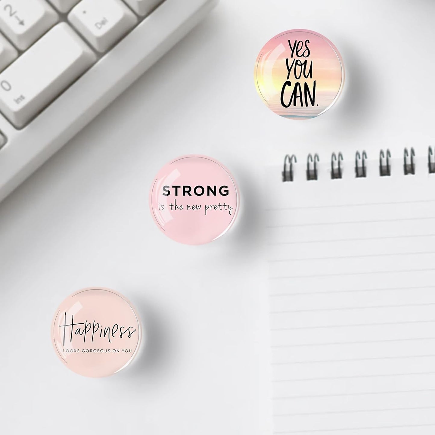 12Pcs Glass Strong Magnetic Refrigerator Magnet Fridge Sticker,Motivational Fridge Magnets Decoration for Crafts,Strong Fridge Magnets for Kitchen, School,Office Whiteboard, Cabinet and Dishwasher