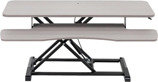VIVO 42 inch Desk Converter, K Series, Height Adjustable Sit to Stand Riser, Dual Monitor and Laptop Workstation with Wide Keyboard Tray, Gray Top, Black Frame, DESK-V042KG