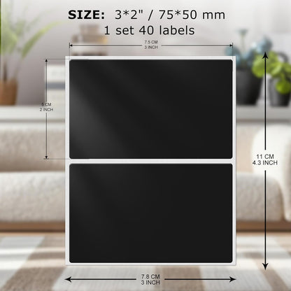 Colored Labels Stickers 3×2 Inch Rectangle Vinyl Black Sticker Removable Assorted Color Coding Name Tag for File Folder Classroom Office Inventory Marking 40 PCS