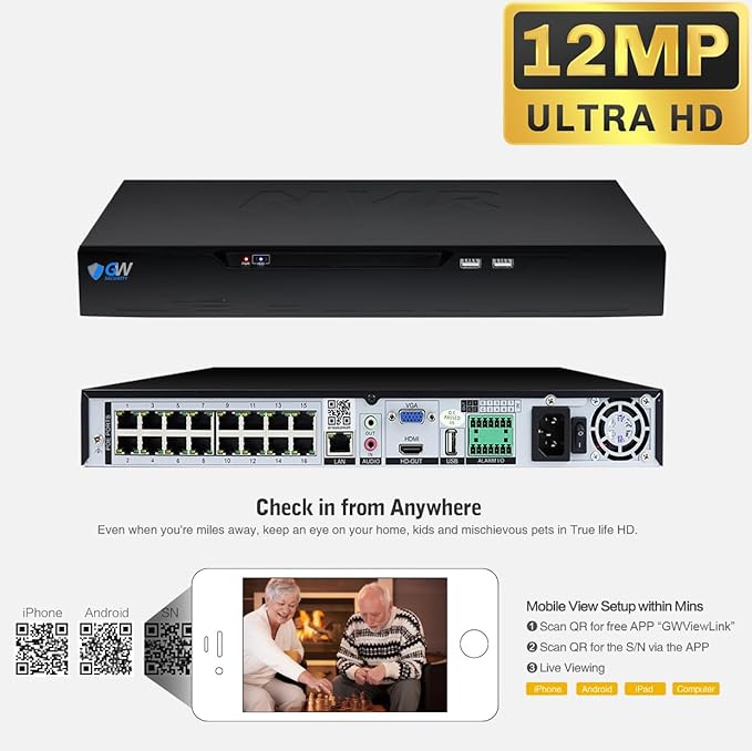 GW Security 16 Channel NVR UltraHD 4K Face Recognition NDAA & TAA Compliant Security Camera System with 16 x 8MP @25FPS Outdoor 2.7-13.5mm Motorized Zoom PoE Dome Cameras, 10 Smart AI Functions
