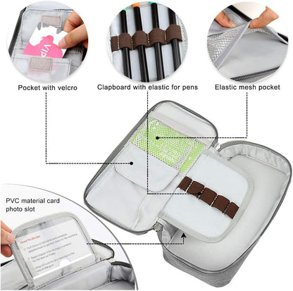 Homecube Pencil Case Capacious Pen Pencil Holder Box Makeup Pens Pouch Oxford Cloth Bag Large Storage Stationery Organizer with Zipper for School & Office - Gray