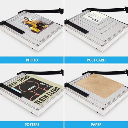Paper Cutter for Cardstock Heavy Duty 12 inch, 12" Cut Length Guillotine Paper Trimmer for Cardstock Metal Base, 12 Sheets Capacity, for Home Office Classroom School