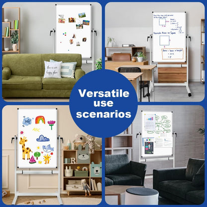 XBoard Whiteboard Mobile, 44x30inch Double Sided Magnetic Dry Erase Board on Wheels, Magnetic Portable Easel with Stand