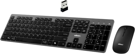 Adesso Wireless Scissor Switch Keyboard and Mouse Combo with Copilot AI Hotkey - Multi-OS Compatible for Mac, Quiet Switches, USB-A 2.4GHz Dongle