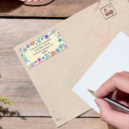 Colorful Images Cheerful Florals Return Address Mailing Labels, Personalize with Name & Address, Set of 144 Self Adhesive, Easy Peel Flat Label Sheets, Large, 1 Design