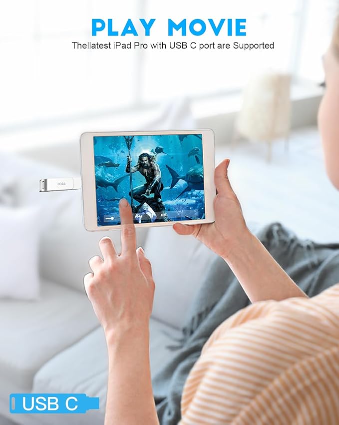 App-le Certified 1TB iPhone 17 iDiskk Photo Vault for iPhone USB Storage Photo Flash Drive Transfer Stick for iPhone Picture External Storage iPad Lightning USB C Android Photo Storage Photo Stick